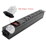 PDU 5 Unit Universal Outlet Power strip Network Cabinet Rack Dual Break Switch wave filter IEC-C14 port lightning protection