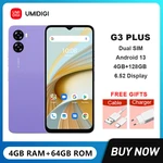 UMIDIGI G3 PLUS Android 13 Smartphones 6.52Inch Display Unisoc T606 4GB+128GB Dual SIM 4G Mobile Phone 5150mAh 16MP Camera