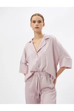 Koton Satin Pajama Top with Half Sleeves and Buttons Shirt Collar