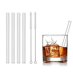 15cm Short Glass Straws 4pcs 6" Reusable Drinking Straws Dishwasher Safe Eco-Friendly Cocktail Straws for Smoothies Milkshake