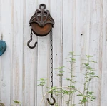 Wood and Iron Pulley Hanger Country Farmhouse Barn Antique Style