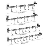 Wall Mounted Utensil Rack Stainless Steel Hanging Kitchen Rail with 6/8/10 Hooks