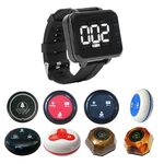 Table Restaurant Pagers Beeper Wireless Calling System Watch Wrist Clock Receiver Waterproof Button For Service Cafe Hookah