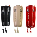 Vintage Wall Mounted Corded Phone with Indicator Home Office Hotel Retro Push Button Landline Telephone Decoration Red
