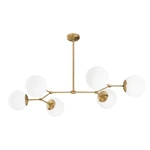 Biała lampa wisząca z 6 kloszami z elementami w kolorze złota Opviq lights Damar Horizontal