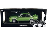 1973 BMW 3.0 CSL Green Metallic with Black Stripes Limited Edition to 450 pieces Worldwide 1/18 Diecast Model Car by Minichamps