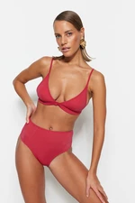 Trendyol Claret Red Triangle High Waist Two-piece Bikini Set