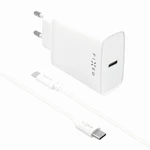 Set síťové nabíječky FIXED s USB-C výstupem a USB-C/USB-C kabelu, PD, 1m, 20W, bílá