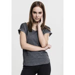 Women's T-shirt with long back in the shape of a spray with dye dark grey