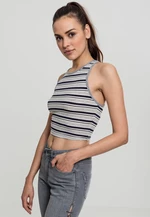 Women's T-Shirt Rib Stripe Cropped Top Dark/White/Grey