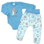Kojenecké body + polodupačky  2D Fotbal, modré, vel. 68, vel. 68 (3-6m)