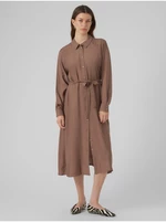 Women's brown shirt dress VERO MODA Debby - Women