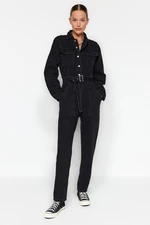 Trendyol Black Belt Denim Jumpsuit