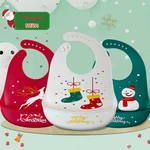 Waterproof Silicone Baby Bib Christmas Cartoon Girls Boys Feeding Bibs Adjustable Newborn Toddler Aprons Burp Cloth for Babies
