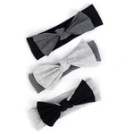 Children's Solid Color Headband Bow Decoration Soft Elastic Headwear Knitted Fashion Baby Hairband Casual Ribbing Headwrap