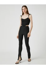 Koton Slit Detailed Leggings Ribbed High Waist.