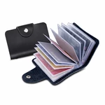 1Pc Soft Pu Leather Business Card Holders Badge Holder Pocket Unisex Card Bag Button Lock Purse Desk Organizer