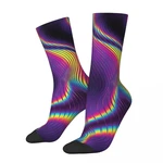 Vintage 80s Disco Wavy Metallic Lines Crazy Men's Socks Unisex Disco Party Harajuku Seamless Printed Funny Crew Sock Boys Gift