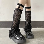 hirigin Harajuku Leg Warmers Gothic Punk Female Summer White Lace Hollow Out Tube Sling Leg Cover Long Socks Women Calf Socks