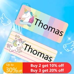 28*13mm Name Sticker Customize Waterproof Stickers Personalized Labels Kids School Stationery Fruit Animal Dinosaur Unicorn Tag