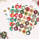 24pcs/sheet Merry Christmas Gift Stickers Advent Calendar Number Paper Stickers Multi-Function DIY Crafts Gift Packaging Labels