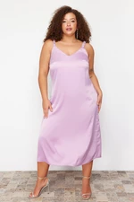 Trendyol Curve Lilac Strappy Satin Woven Dress