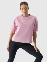 Dámské tričko oversize s potiskem - pudrově růžové