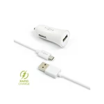 Adaptér do auta FIXED 1x USB, 2,4A + micro USB kabel (FIXCC-UM-WH) biely nabíjačka • do auta • USB konektor • prúd 2,4 A • rýchlonabíjanie