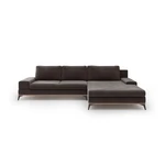 Ciemnobrązowy rozkładany narożnik z aksamitnym obiciem Windsor & Co Sofas Astre, prawostronny