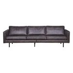 Czarna sofa z obiciem ze skóry z recyklingu BePureHome Rodeo, 277 cm