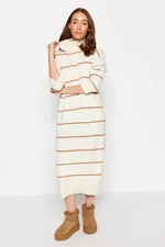 Trendyol Stone Striped Wide Pattern Midi