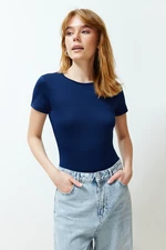 Trendyol Navy Blue Short Sleeve Elastic Snap Knitted Bodysuit