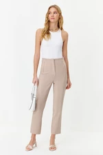 Trendyol Mink Cigarette High Waist Ankle-Length Woven Trousers