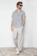 Trendyol Gray Slim Fit Striped Shirt