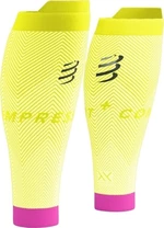 Compressport R2 Oxygen White/Safety Yellow/Neon Pink T2 Cubre-pantorrillas para corredores
