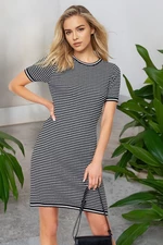 Trendyol Black Mini Knitwear Striped Basic Dress