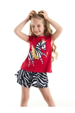 Denokids Ballerina Zebra Girls Dětské tričko Kraťasy Set