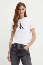 Bavlnené tričko Calvin Klein Jeans dámske, biela farba, J20J219142