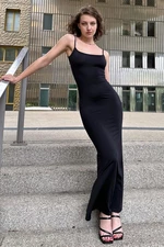 Madmext černé dlouhé šaty s jednoduchým ramínkem
