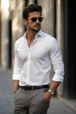 Trendyol White Regular Fit Smart Shirt with Embroidery Detail