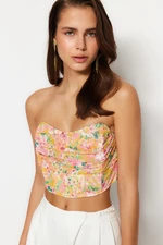 Trendyol Multicolored Floral Printed Tulle Bustier