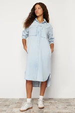 Trendyol Blue Denim Maxi Shirt Dress