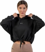 Nebbia Loose Fit Crop Hoodie Iconic Black XS-S Fitness mikina