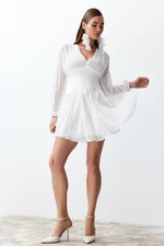 Trendyol Bridal White Waist Opening/Skater Corset Detail Elegant Evening Dress
