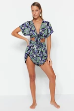 Trendyol Floral Pattern Woven Striped Blouse and Shorts Set