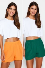 Trendyol Orange-Multicolor 2-Pack Viscose Woven Shorts