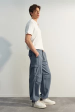 Trendyol Limitovaná Edice Námořnicky Modré Volné Kalhoty
