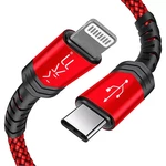 Kábel USB-C, na Lightning, 20W, 2A, 1,2m, červená