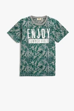 Koton Summer Themed Motto Printed Short Sleeve T-Shirt