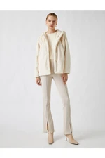Koton Hooded and Buttoned Plush Coat